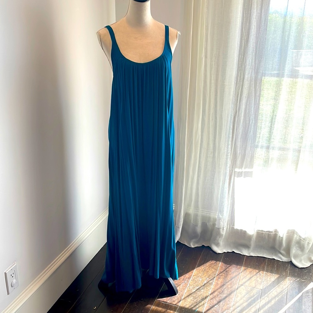 Stunning TYSA 100% super soft Rayon Teal Backless Maxi Dress
